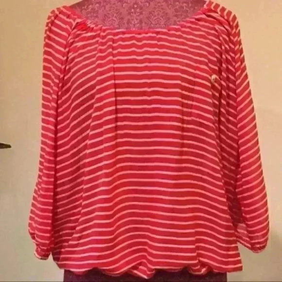 J Crew factory Red Striped Peasant One Pocket Sz s - Picture 2 of 8